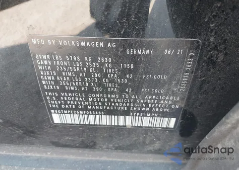 2021 Volkswagen Id.4 Pro S from USA, damaged, VIN WVGTMPE25MP053466